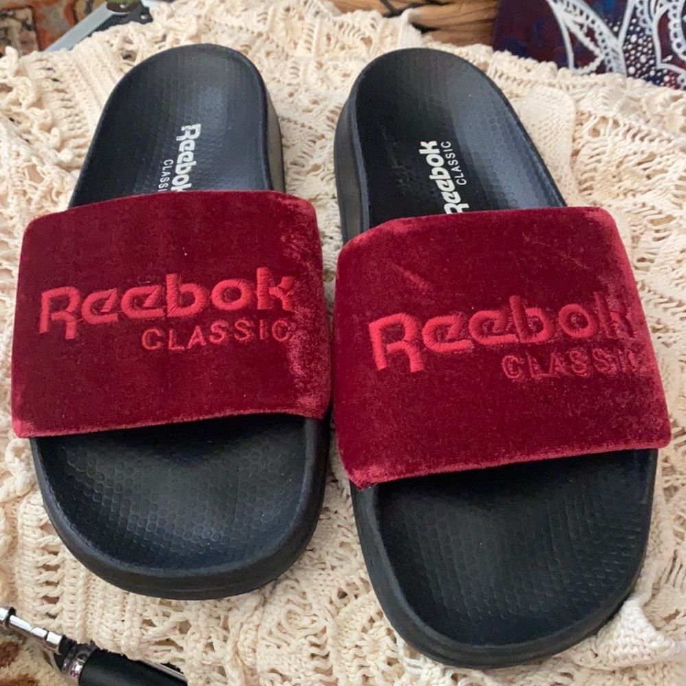 Velvet Reebok Slides